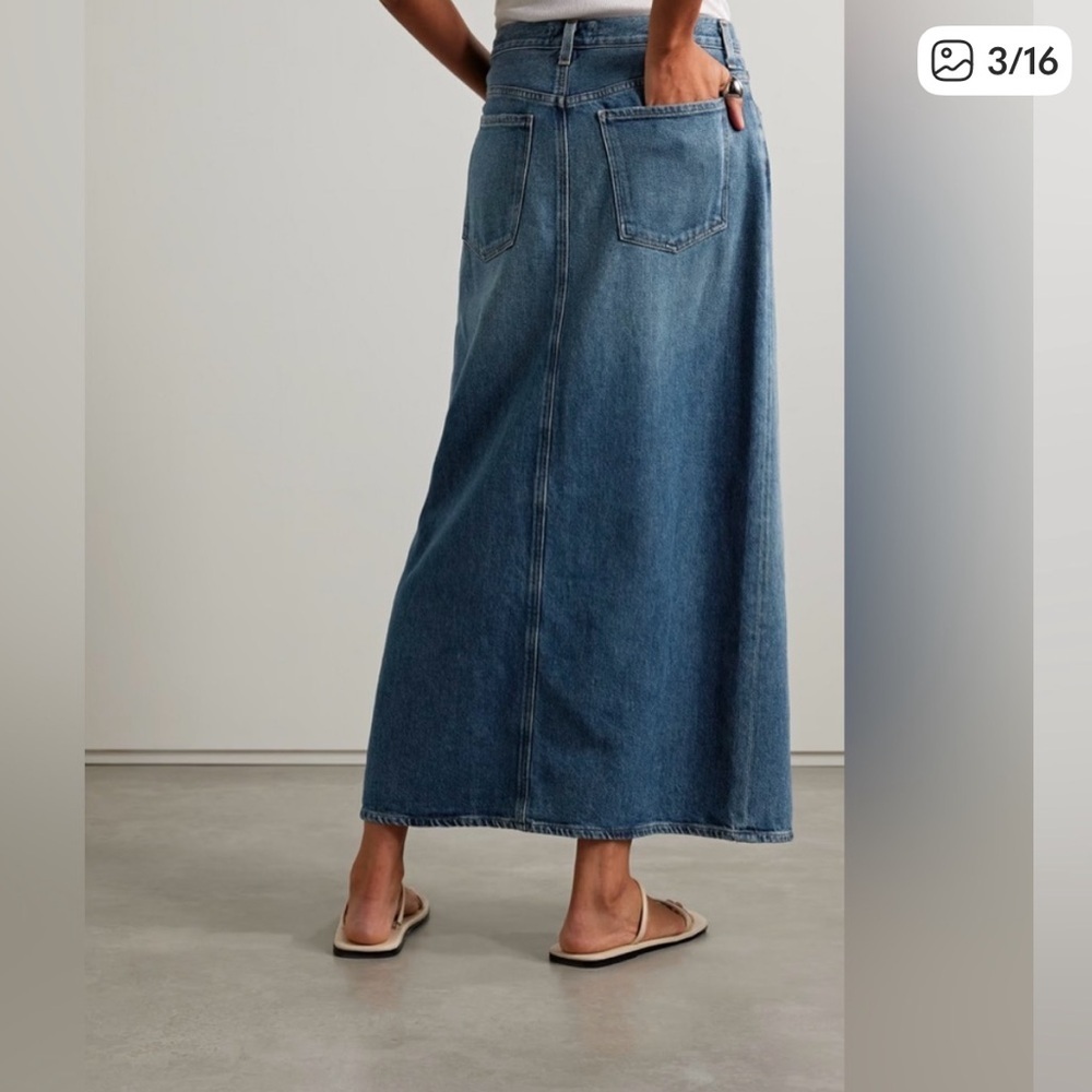 Agolde Blue Denim Maxi Skirt - Picture 3 of 7